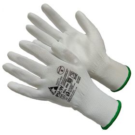 Перчатки из полиэстера белого цвета с полиуретановым обливом Astra PU-W 